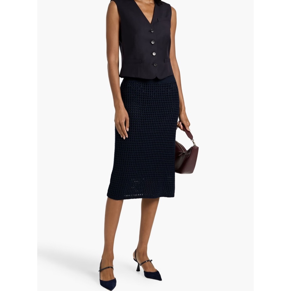 Theory Crochet Navy Midi Pencil Skirt